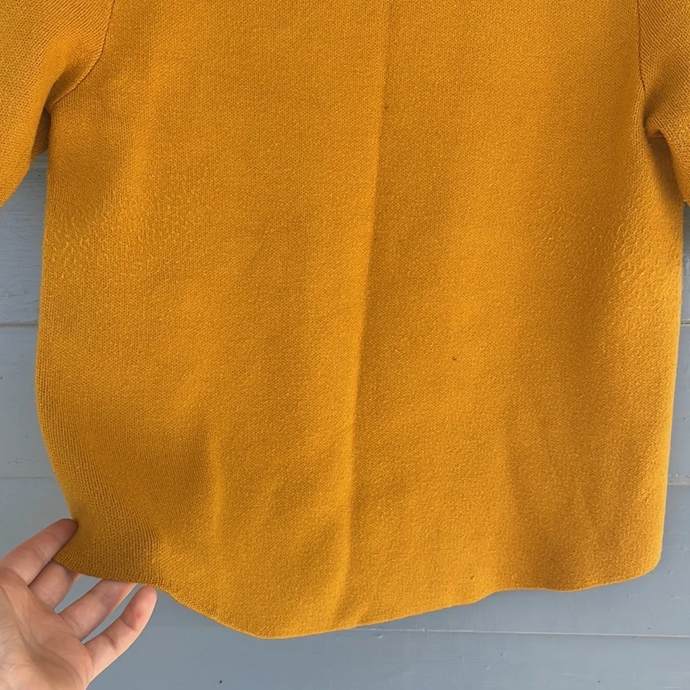 Zara Mustard Yellow Crewneck Short Sleeve Sweater